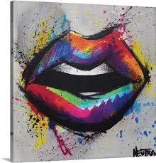 Pop Art Of A Pair Of Lips In Rainbow Colors Big Rainbow Lips Wall Art By Max Neutra From Gre Colorful Art Paintings Art Painting Ideas Easy Pop Art Painting