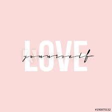 Phrase Lettering Writing Quote Love Yourself Handwritten Black Text Isolated On Pink Background Vector Each Word Is Writing Quotes Love Quotes Pink Background