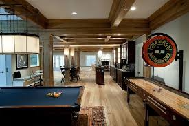 Game Room With Pub Style Bar Shuffleboard Pool Table And More Bars For Home Recreational Room Home