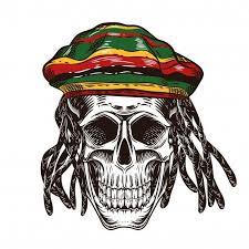 A Skull With Dreadlocks Skull In The Cap Of Rastaman Skull Dark Black Wallpaper Skull Decal