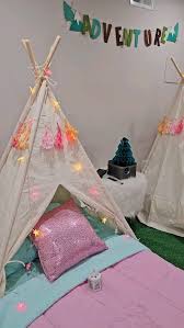 I had a blast creating this indoor camping slumber party for my nieces!