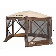 We tested the gazelle gazebo on our first camping trip earlier this year. Clam Quick Set Pavilion 12 5 X 12 5 Foot Portable Pop Up Outdoor Camping Gazebo Screen Tent 6 Sided Canopy Shelter W Ground Stakes Carry Bag Brown Target