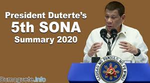 Through his address, the president will thank his supporters, celebrate the ways we have. President Duterte S 5th Sona Summary 2020 Dumaguete Info