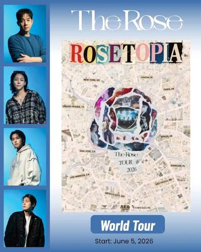 Korean band The Rose recently announced their comeback with new album 'ROSE'  and tour 'ROSETOPIA' through their Instagram account @official_therose 🥀🥳 The  Rose will also release the single 'Blue Moon' on April