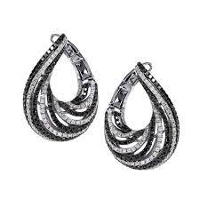Black And White Diamond Bypass Hoop Earrings 2326 Collection By San Antonio Jewelry 210 493 778 Princess Diamond Earrings Earrings Diamond Earrings Studs