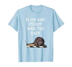 Amazon.com: Snail Slow and Steady Wins the Race Funny Humorous T Shirt :  Clothing, Shoes & Jewelry