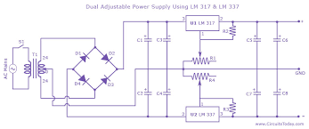 Dual adjustable power supply circuit with diagram using ic lm 317 and lm 337. Dual Variable Power Supply With Lm337 And Lm317 Electrical Engineering Stack Exchange