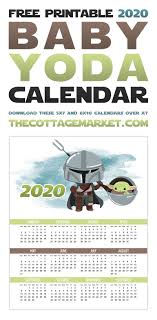 Free Printable 2020 Baby Yoda Calendar The Cottage Market Free Printables Kids Calendar Free Printable Calendar