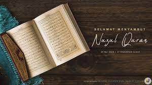 Lafadz 'nuzul' secara etimologi (bahasa) berarti menetap di satu tempat atau turun dari tempat yang tinggi. Suria Amanda Salam Nuzul Al Quran 1442h 2021m