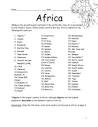 Africa - Continent - Printable handouts with map and list of ...