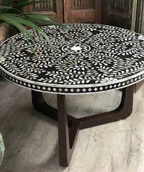 Sleek Round Bone Inlay Coffee Table Etsy In 2020 Round Coffee Table Diy Tiled Coffee Table Decoupage Coffee Table