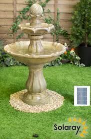 Bottom width x 25 in. H92cm Cream Imperial Round Tiered Solar Water Fountain With Lights By Solaray 169 99