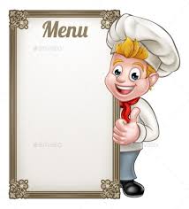 Cartoon Chef Or Baker Character Menu Cartaz De Comida Logo Padaria Coisas De Cozinha