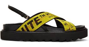 Off White C O Virgil Abloh Synthetic Yellow Industrial Belt Sandals For Men Lyst Shop for claquette & discover our other tong pour homme. off white c o virgil abloh yellow industrial belt sandals for men