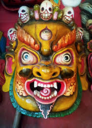Tibetan Mask Of Yellow Bhairava Support The Artisans That Creates These Himalayan Masks And Help A Village In Nepal Thangka Painting Thangka Tibetan Mandala