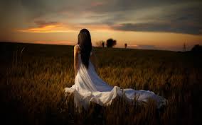 Girl White Dress Field Alone Girl Art Of Love Field Wallpaper