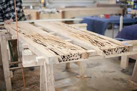 This Is A River Recovered Pecky Cypress Table In Process That We Built Recently We Used Book Matched Slabs From The Cyp Dining Table Rustic Dining Table Table