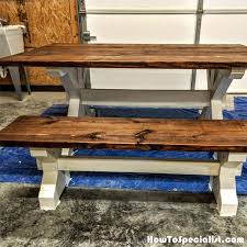 Build A 6 Ft Farmhouse Table Howtospecialist How To Build Step By Step Diy Plans In 2020 Farmhouse Table With Bench Farmhouse Table Plans Farmhouse Bench Diy