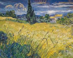 The above painting is the first of the three and was completed in july 1889. Vincent Van Gogh Green Wheat Field With Cypress 1889 National Gallery Prague Czech Republic Van Gogh Up Close At Philadelphia Museum Of Art Van Gogh Art Van Gogh Landscapes Van Gogh Paintings