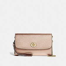 10.75 x 8.5 x 4 rubber satchel style handbag with detachable crossbody strap. Coach F22828 Chain Crossbody Rose Gold Light Gold Coach New Arrivals