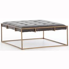 Oxford Square Cocktail Ottoman Rialto Ebony Black Leather Ottoman Leather Ottoman Coffee Table Leather Coffee Table