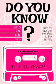 100% free song lyrics trivia, with answers to every question. Quiz Do You Know The Hits Of The 80s Quiz Finish The Lyrics Fun Quizzes