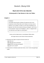 Leseprobe (sinnerfassendes lesen) für die grundschule im fach deutsch der 4. Klassenarbeiten Und Ubungsblatter Deutsch Grundschule Klasse 4 Kostenlos Zum Ausdrucken