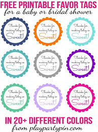 Printable baby shower gift tags. Free Printable Baby Shower Favor Tags In 20 Colors Play Party Plan