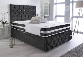 Choose from contactless same day delivery, drive up and more. Sleep Factory S Luxury Black Crushed Velvet Chesterfield 2 Drawer Divan Bed Set Mattress Headboard 4 6ft Double Buy Online In Qatar At Qatar Desertcart Com Productid 180228616