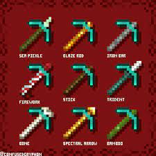 Fan Art I Wanted To Show How Just Changing The Handle Can Change The Entire Appearance Of A Tool Not A Sugges Minecraft Designs Minecraft Minecraft Pictures