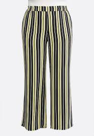 Black And Yellow Striped Palazzo Pants Plus Petite Black And Gold Stripe Pants Bring A Pop Of Brightness To Your Day Or Night With These Woven Wide Leg Pants Fea Wide Leg Pants Fashion Cato Fashion