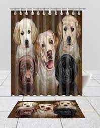Rustic Labrador Dogs Bath Mat And Shower Curtain Combo Dog Bath Labrador Dog Dogs