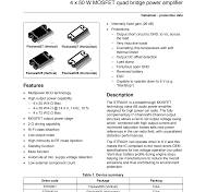 4 x 50 W MOSFET quad bridge power amplifier