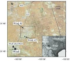 location map of wink sinkholes. wink is