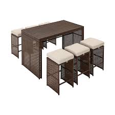 We did not find results for: Style Selections Weatherford 7 Piece Brown Frame Bar Height Patio Set With Tan Cushion S Included Bar Height In The Patio Dining Sets Department At Lowes Com