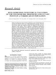 Pdf Beck Depression Inventory Ii Evaluation Of The Psychometric Properties And Cut Off Points In A Turkish Adult Population Hakan Turkcapar And Akfer Karaoglan Academia Edu