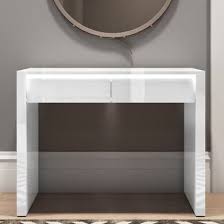 Tiffany White High Gloss Console Table With Led Feature 2 Drawers Console Table White Console Table Unique Console Table