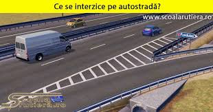 Întoarcerea, mersul înapoi, intrarea în zona mediană; Chestionare Auto Pe AutostradÄƒ Se Interzice