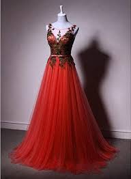 Red Tulle Formal Gown With Black Lace Applique Formal Dress 2019 Charming Prom Gown 2019 Redpromdress Formaldress Promdress2 Dresses Formal Dresses Prom Gown