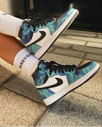 Air Jordan 1 Tie Dye White Black Aurora Green Jordan 1 Retro High Tie Dye In 2020 Air Jordans Retro Nike Shoes Jordans Jordans