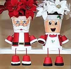 Large Santa Claus Flower Pot People Christmas Planter Decoration Flower Pot People Christmas Pots Clay Pot People