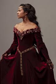 Deep Red Velvet Medieval Dress Worn By An Actress From The British Tv Series Merlin Medieval Dress Fashion Fantasy Dress