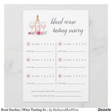 Rose Garden Wine Tasting Scorecard Zazzle Com Wine Tasting Bridal Shower Invitations Wine Tasting Wine Gifts