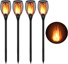 Amazon Com Cinoton Outdoor Solar Lights Upgraded Waterproof Solar Torch Light With Flickering Flames Outdoor Landscape Decoration Lighting Dusk To Dawn Solar Tiki Light For Patio Driveway 4 Packs Garden Outdoor