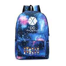 Kpop Idol Exo Boy Band Chibi Anime Manga Style Backpack School Bag Rucksack Books Fashion Teenage Girls Canvas Backpack Patterned Backpack