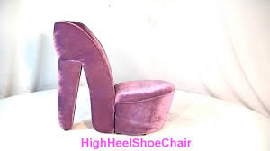 This pretty pink high heel phone holder features a sparkling finish and a pink rose on top of the open toe design. Child Size Purple Lavender High Heel Shoe Chair Youtube