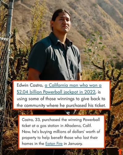 Powerball winner Edwin Castro pledges $10M to rebuild LA fire-damaged homes  💪