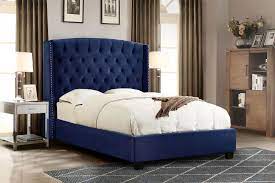 majestic queen tufted bed with nail head wing accents in blue diamond sofa furniture home gallery stores upholstered platform bed tufted bed king bed frame