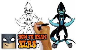 How To Draw Xlr8 Ben 10 Drawing Tutorial Cartooning 4 Kids Easy Cartoon Drawings Drawings