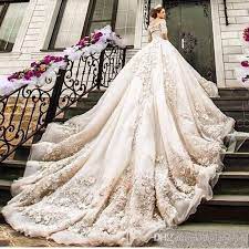 2018 Arabic Luxury Wedding Dress Custom Made 3d Floral Appliques Off Shoulder Lace Long Sleev Wedding Dresses Lace Buy Wedding Dress Lace Wedding Dress Vintage